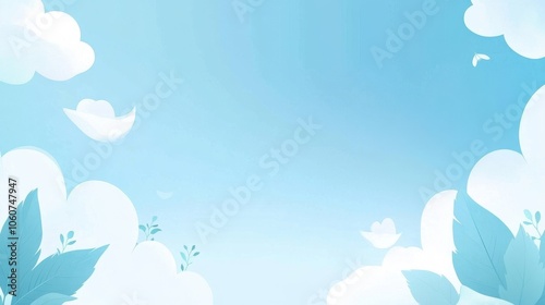 Serene Sky with Dreamy Clouds and Delicate Foliage