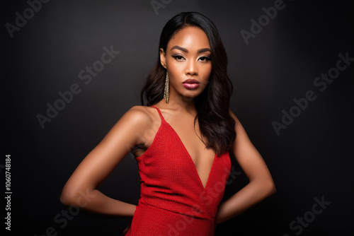 Beautiful African American model, posing in studio.