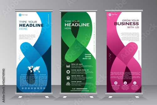 Business roll up banner design template and vertical banner for advertisement, polygon background, vector banner, business display banner, brochure, x-banner, Standee Banner