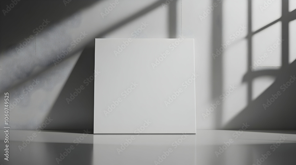 Blank canvas mockup displayed in an art gallery, suitable for exhibit visuals Blank canvas mockup displayed in an art gallery, suitable for exhibit visuals