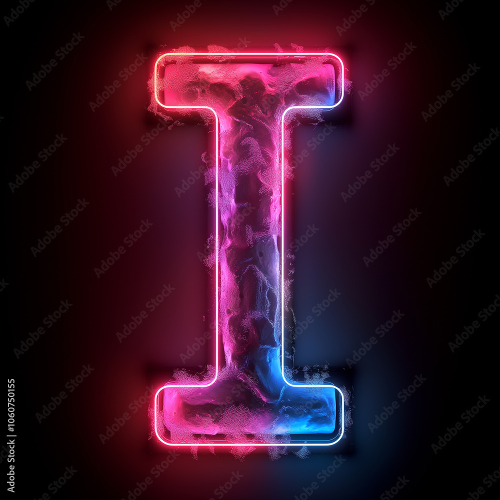 Neon Glowing Letter I Digital Art Neon Glowing Letter I Digital Art