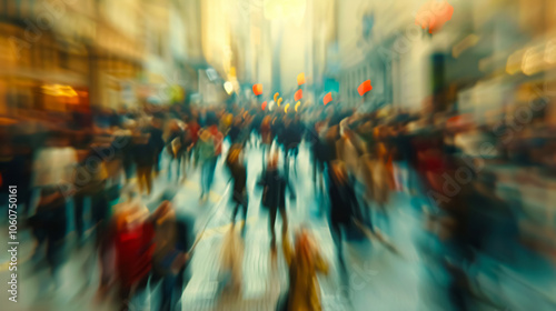 Wallpaper Mural A blurred crowd of people walking on a busy city street, capturing the energy of urban life. Torontodigital.ca