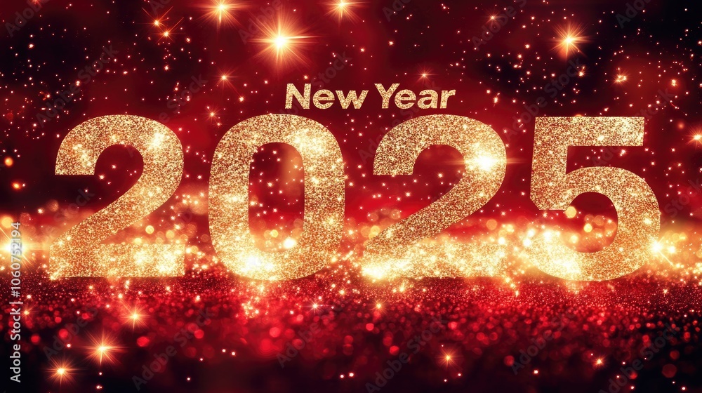 Festive New Year Greeting with Golden Text Festive New Year Greeting with Golden Text