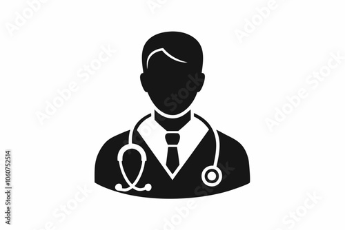 Nurse stethoscope in heart shape. Isolated vector decor on white background,Physician doctor - a provider of patient care flat icon for apps and websites, Doctor thin line icon, medicine and hospital.