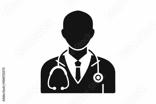 Nurse stethoscope in heart shape. Isolated vector decor on white background,Physician doctor - a provider of patient care flat icon for apps and websites, Doctor thin line icon, medicine and hospital.