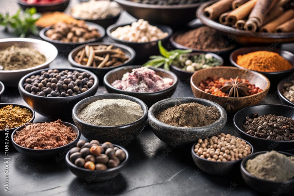 Vibrant Assortment of Spices and Herbs generative ai Vibrant Assortment of Spices and Herbs generative ai