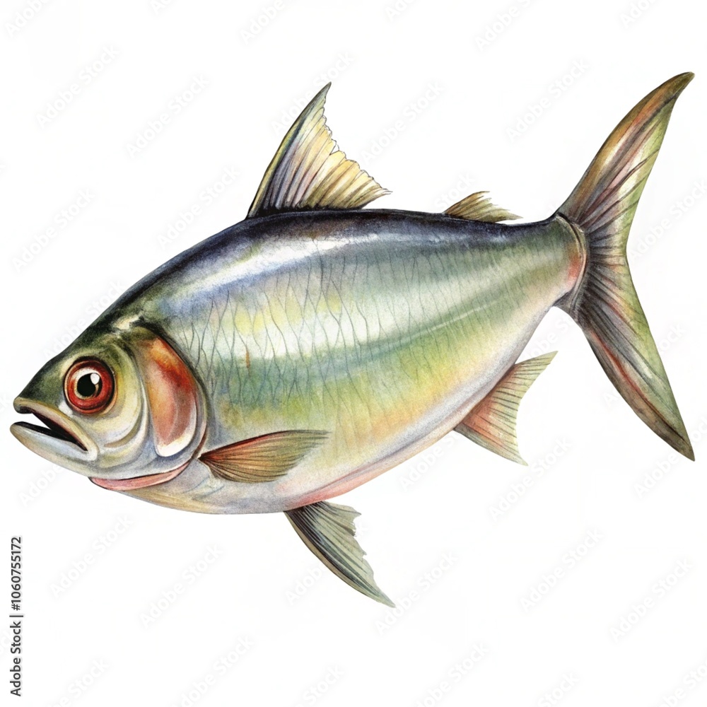 Fototapeta premium herring isolated on a white background—fresh Herring fish.