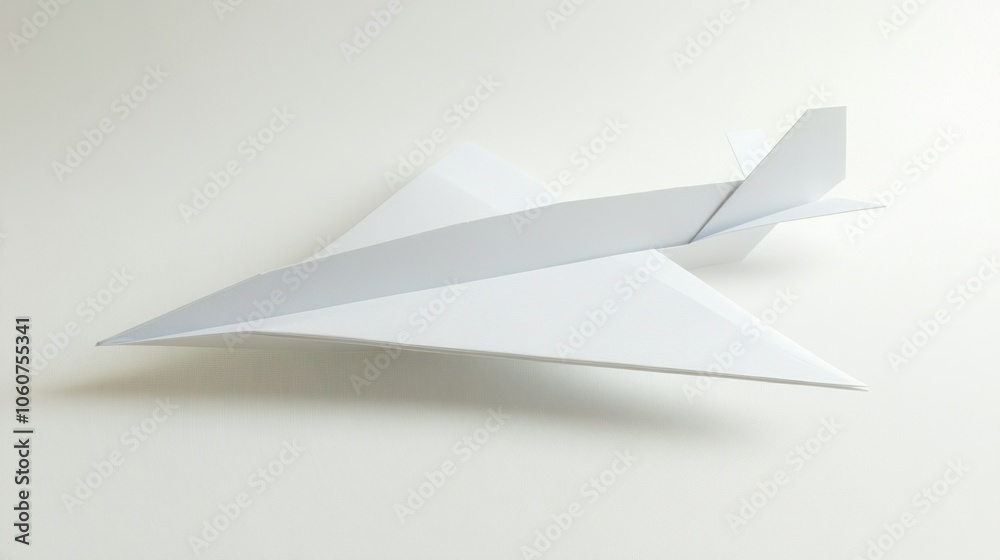 Paper Airplane Origami with Precise Folds on Light Background