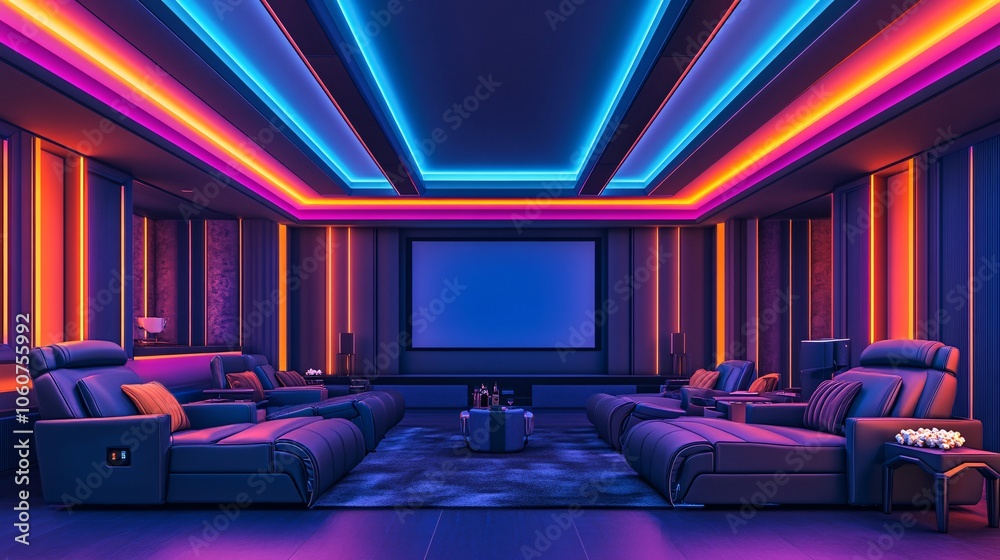 Transform your home with a modern style basement theater featuring plush reclining seats and ambient lighting for an unforgettable viewing experience Transform your home with a modern style basement theater featuring plush reclining seats and ambient lighting for an unforgettable viewing experience