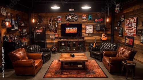 Creating a cozy rustic style garage man cave with reclaimed wood and leather furnishings for ultimate relaxation and entertainment