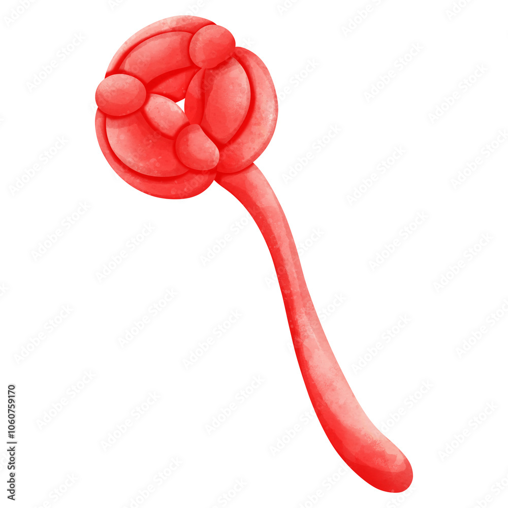 stylized red abstract shape resembling flower or organism stylized red abstract shape resembling flower or organism