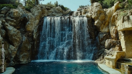 Majestic Waterfall Cascading into a Pool