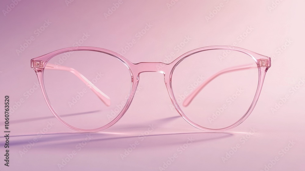 Modern Thin Frame Reading Glasses on Soft Light Background Modern Thin Frame Reading Glasses on Soft Light Background