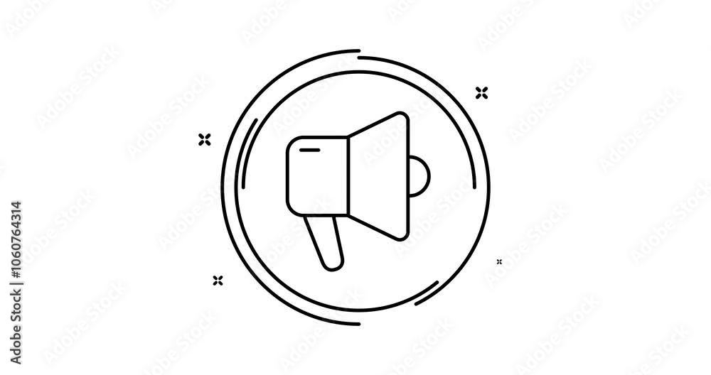 Loudhailer animated outline icon with alpha channel. Loudspeaker rotation appearance 4k motion design animation for web, mobile and ui design