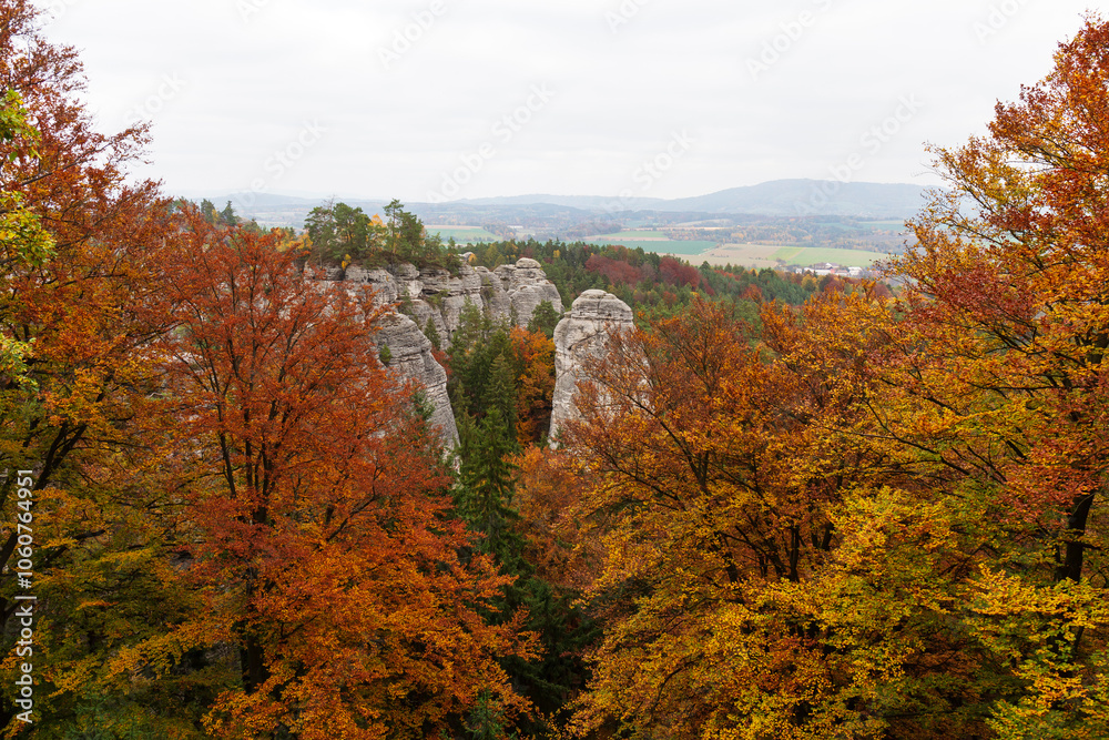 Colorful autumn Landscape in Bohemian Paradise, Czech Republic