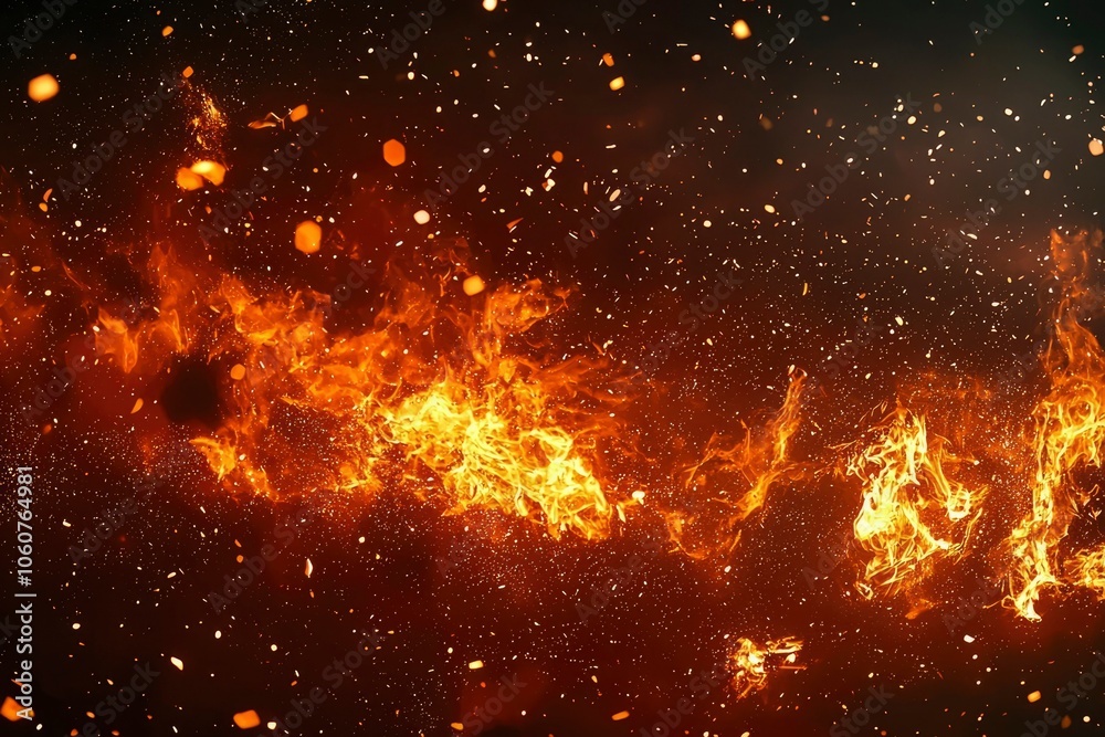 Fiery Abstract with Sparks and Flames