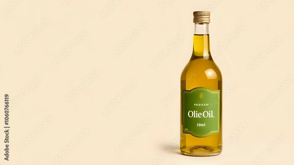 Olive Oil Bottle on Beige Background