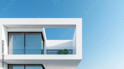 Contemporary white facade, artinspired design, 3D illustration photo