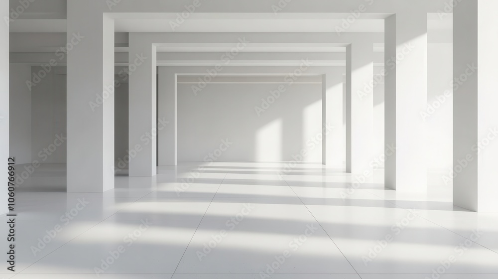 White urban architecture, soft lighting, clean aesthetic, 3D illustration White urban architecture, soft lighting, clean aesthetic, 3D illustration