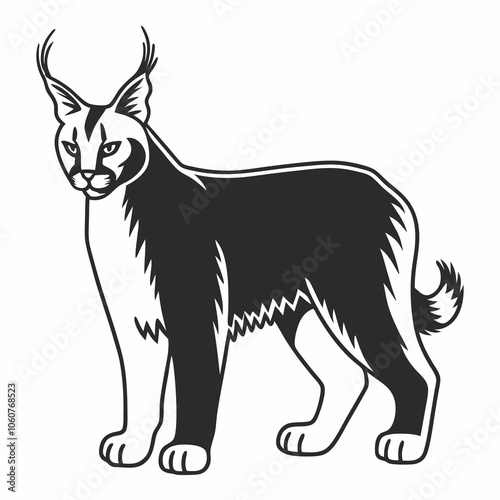 Caracal Line Art Vector