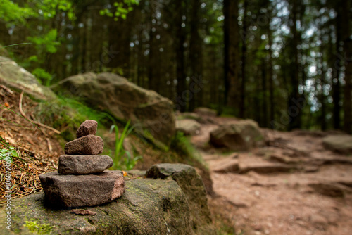 Cairn sur le chemin de randonnée du Donon