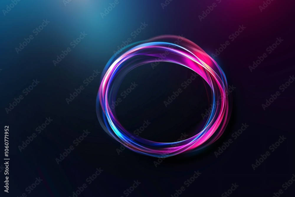 Abstract Circle of Light with Pink and Blue Glowing Lines on Dark Background Abstract Circle of Light with Pink and Blue Glowing Lines on Dark Background