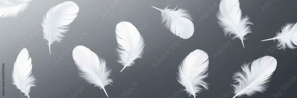 Ethereal white feathers floating, black and white contrast, dreamy atmosphere, soft focus, monochromatic, gentle movement, lightweight textures, abstract background, falling plumes, peaceful mood, min Ethereal white feathers floating, black and white contrast, dreamy atmosphere, soft focus, monochromatic, gentle movement, lightweight textures, abstract background, falling plumes, peaceful mood, min