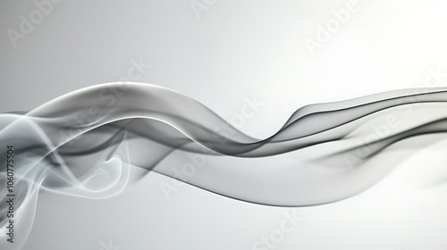 Black and white ink patterns resembling smoke captured in mid-air, with sharp edges and subtle depth of field, against a minimal light background