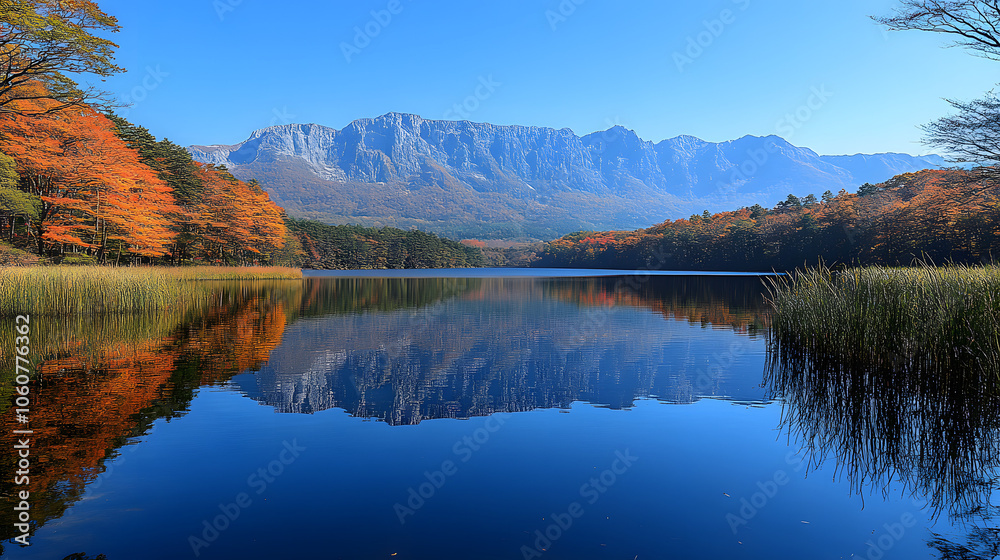 A Still Lake with Mountains and Trees Reflected on the Water
A Still Lake with Mountains and Trees Reflected on the Water