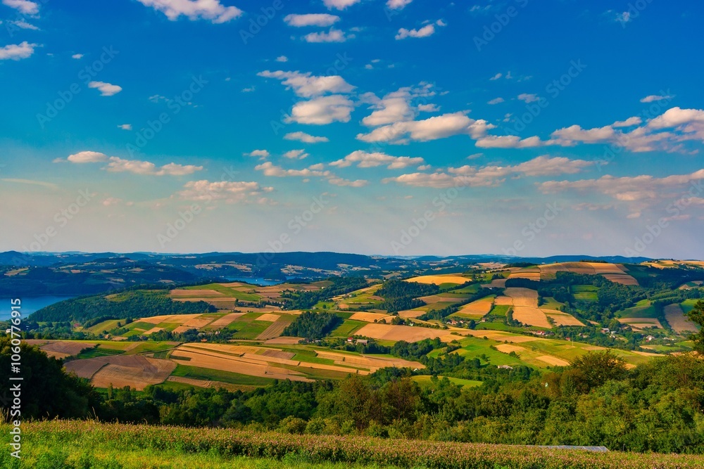 Naklejka premium Widok na Pogórze Rożnowskie.