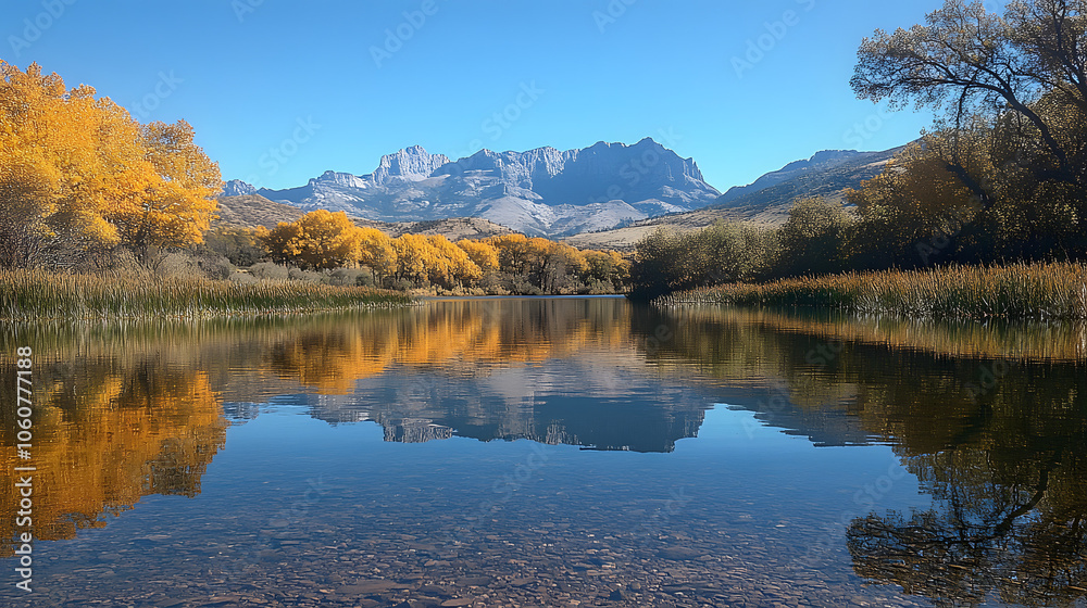 A Still Lake with Mountains and Trees Reflected on the Water
A Still Lake with Mountains and Trees Reflected on the Water