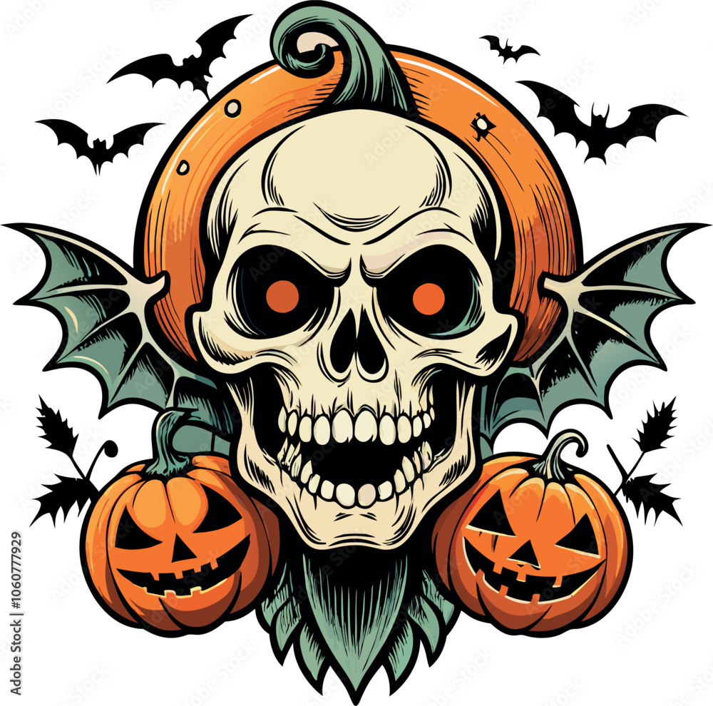 Vector illustration of a skull adorned with roses and a ribbon, designed for a Christmas t-shirt Vector illustration of a skull adorned with roses and a ribbon, designed for a Christmas t-shirt