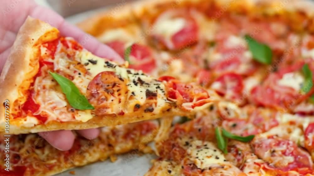 hand is holding a slice of pizza hand is holding a slice of pizza