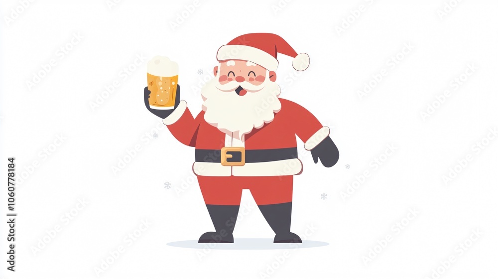 Happy Santa Claus Holding Beer Glass Christmas Illustration Happy Santa Claus Holding Beer Glass Christmas Illustration