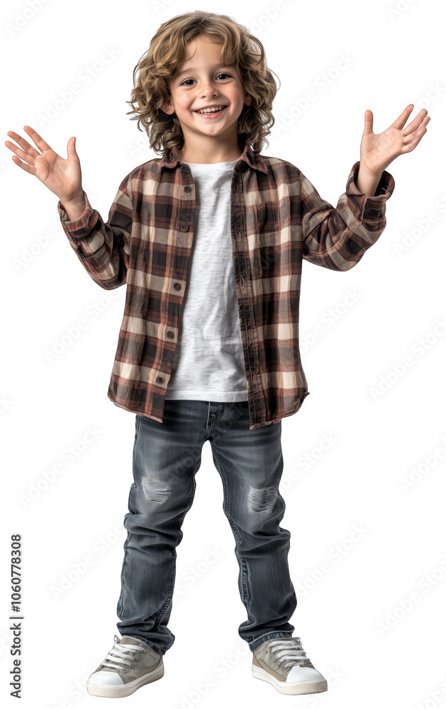Joyful Boy Celebrating with Hands Raised Joyful Boy Celebrating with Hands Raised