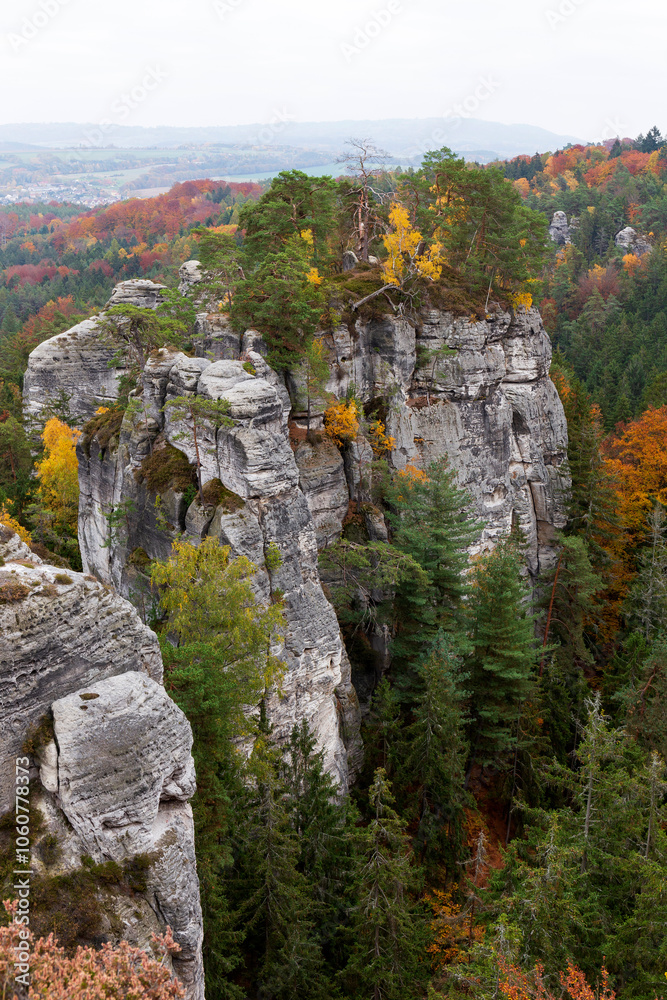 Colorful autumn Landscape in Bohemian Paradise, Czech Republic