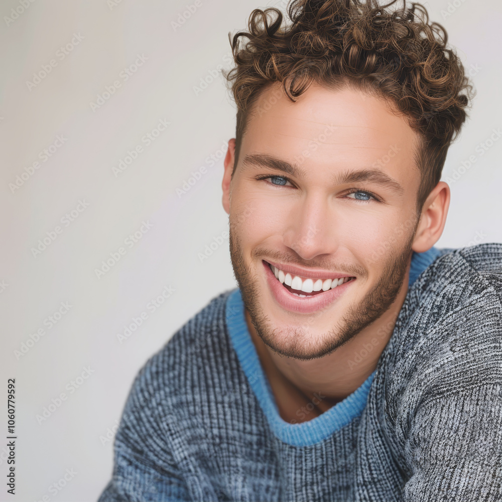 Obraz premium Handsome man in a blue sweater 