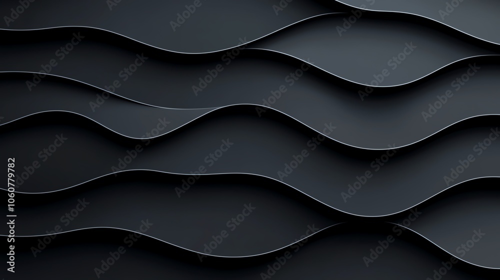 Fototapeta premium Elegant abstract design featuring flowing black wave patterns, perfect for backgrounds or modern decor projects.