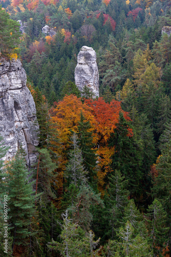 Colorful autumn Landscape in Bohemian Paradise, Czech Republic