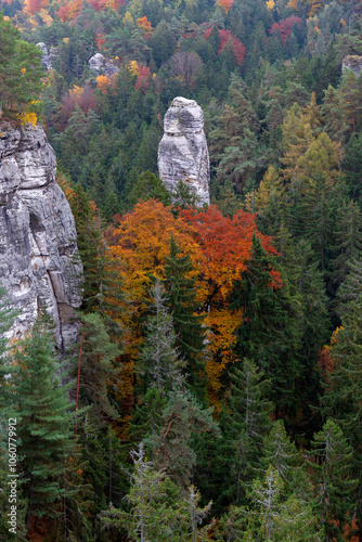 Obraz na płótnie Colorful autumn Landscape in Bohemian Paradise, Czech Republic w salonie