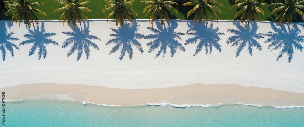 Aerial View of Palm Trees on Tropical Beach