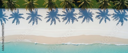Obraz na płótnie Aerial View of Palm Trees on Tropical Beach w salonie