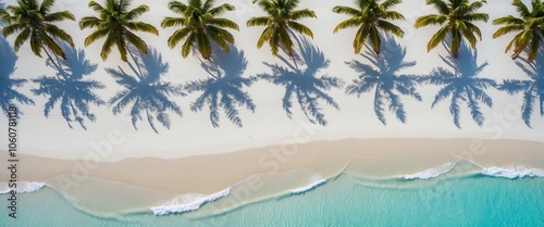 Obraz na płótnie Aerial View of Palm Trees on Tropical Beach w salonie