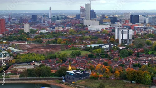 Aerial video of Birmingham city skyline  photo