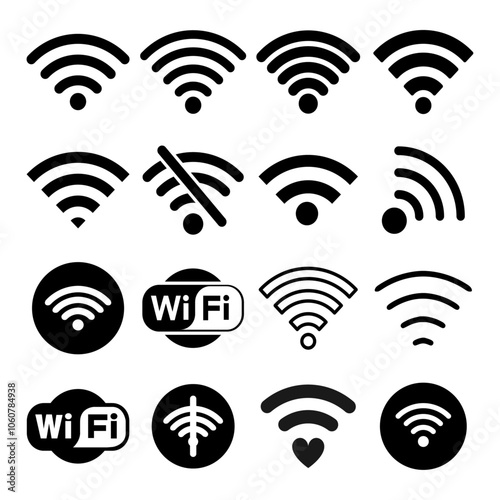 Wifi Icons Pack silhouette vector for visiting card and websites and printing