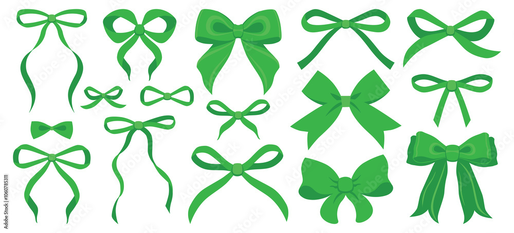 Simple hand drawn ribbon bow collection. Bowknot for decoration, big set of bowtie. Large retro hand drawn ribbon illustration set. Set of various cartoon bow knots, gentle gift ribbons green color Simple hand drawn ribbon bow collection. Bowknot for decoration, big set of bowtie. Large retro hand drawn ribbon illustration set. Set of various cartoon bow knots, gentle gift ribbons green color