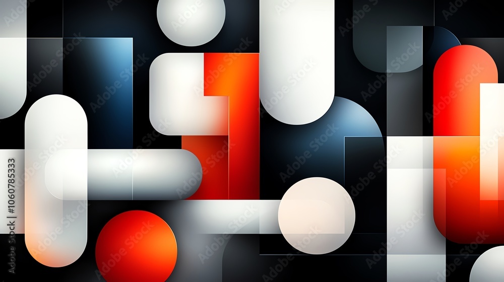 Naklejka premium Abstract composition featuring geometric shapes in contrasting colors, ideal for modern design projects and artistic backgrounds.