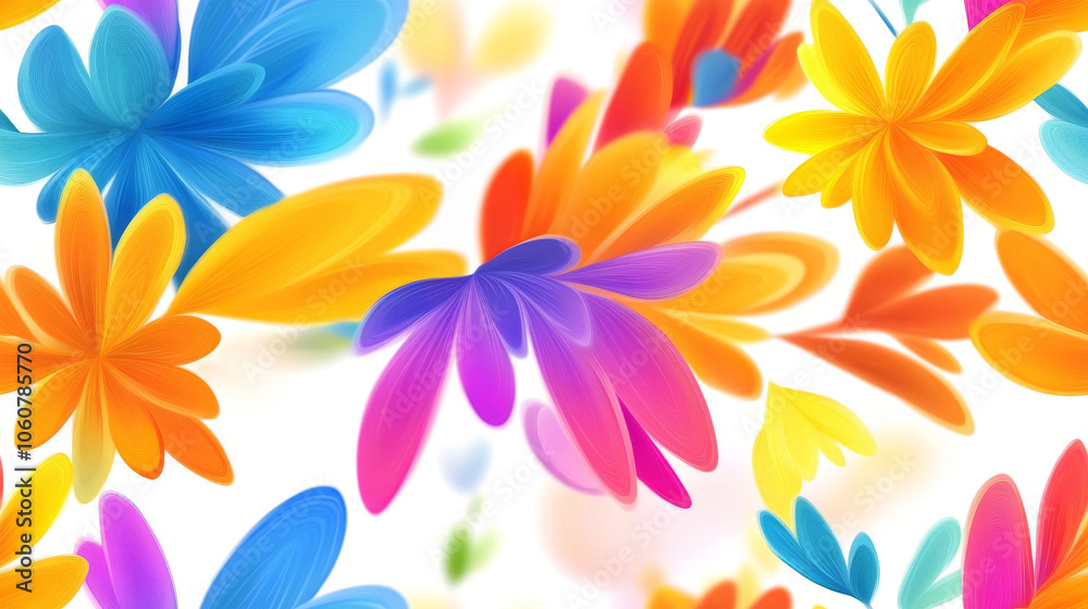 Fototapeta premium Multicolored abstract seamless floral pattern