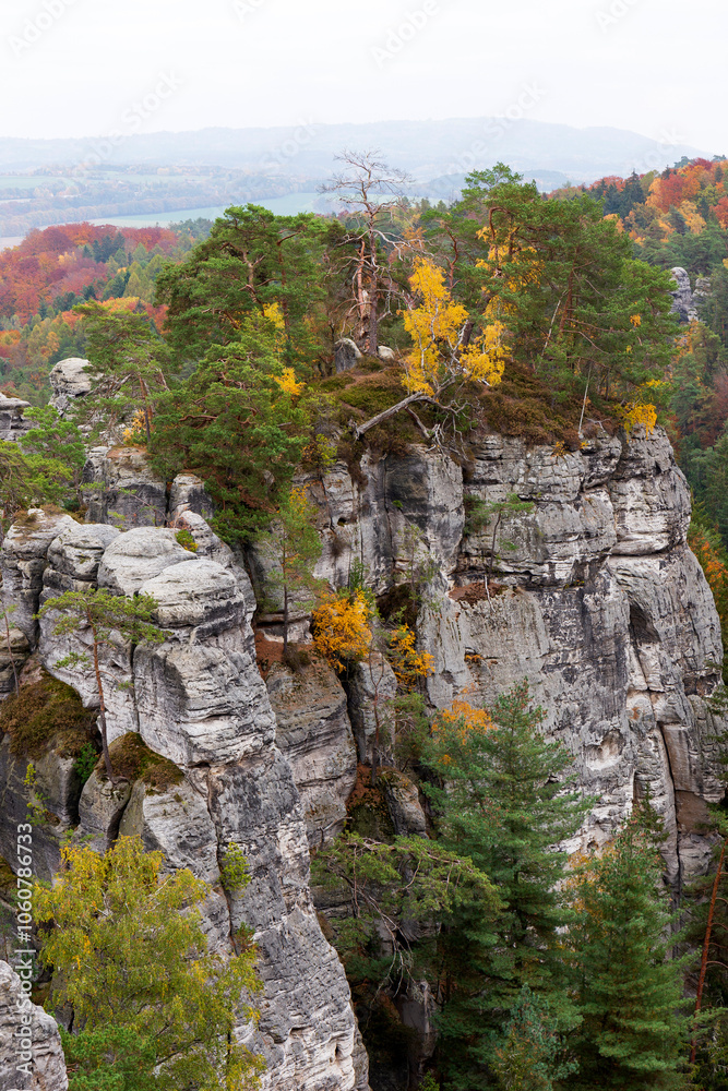Colorful autumn Landscape in Bohemian Paradise, Czech Republic