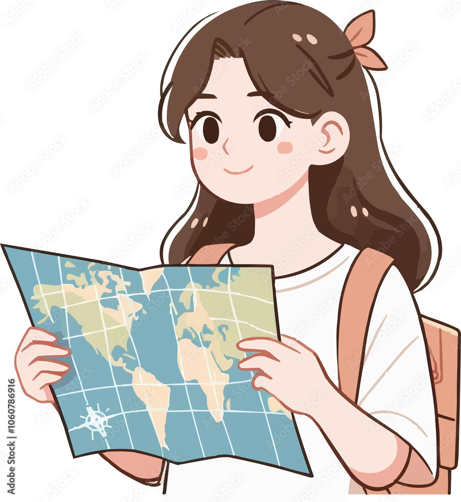 Person holding a map.illustration vector on white background Person holding a map.illustration vector on white background